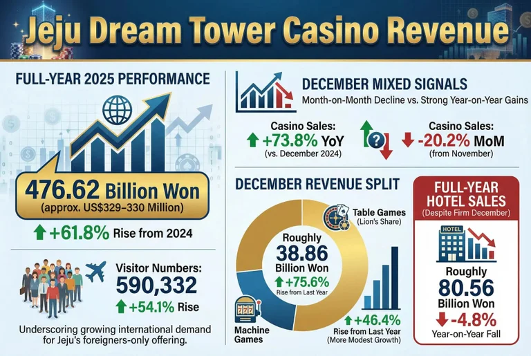 Infograph of Jeju Dream Tower Casino Revenue