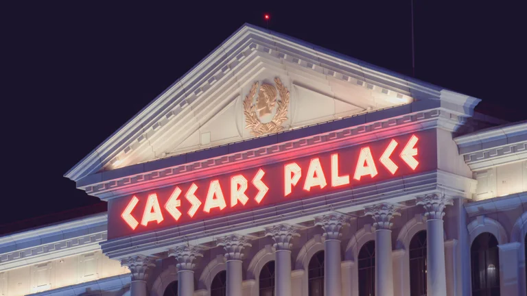 Caesars Palace exterior as Caesars Entertainment report decline in gaming revenue