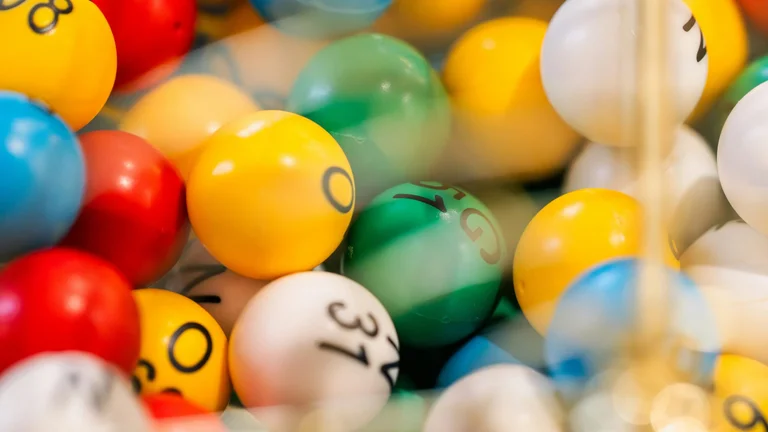 Bingo balls in a bingo machine
